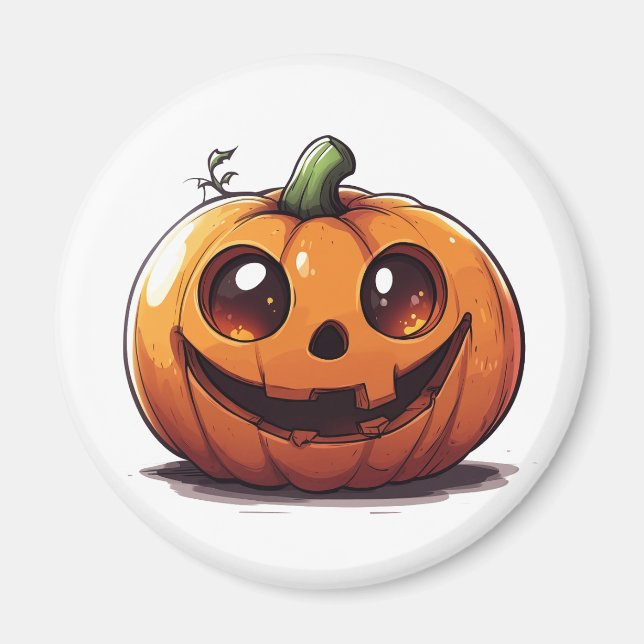 Konstruktion för tecknad av slutna Halloween-pumpa Magnet (Framsidan)