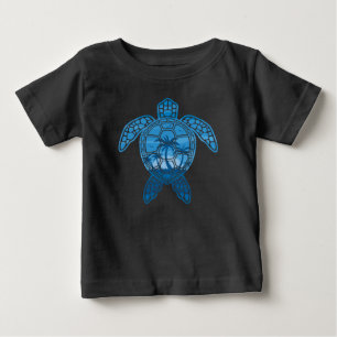 Konstruktion för tropisk havsköldpadda i blått t shirt