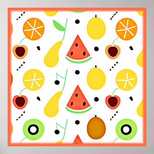 Konstruktion för tropiska frukter Mönster Poster (Framsidan)