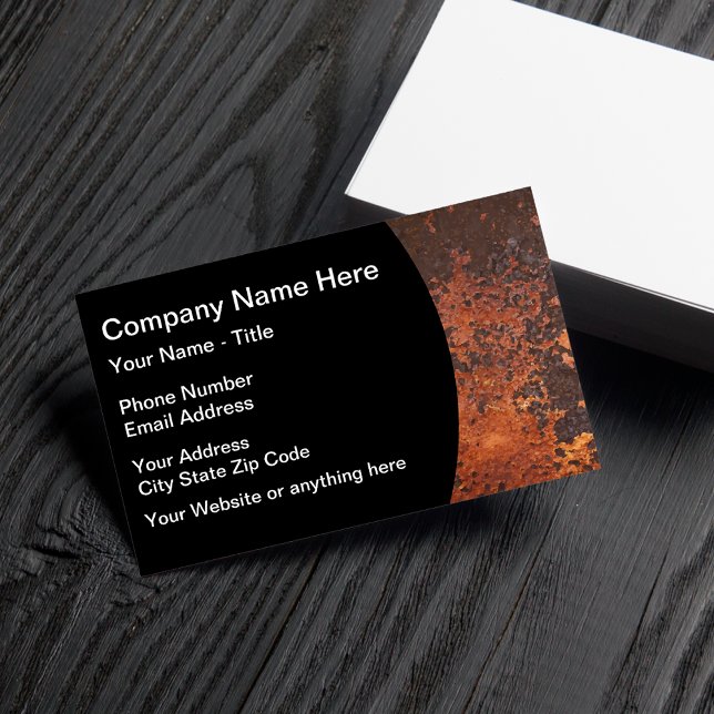 Konstruktion för utseendet av industriell Rust Visitkort (Rusted Industrial Construction Business Cards by CustomBusinessTemplates)
