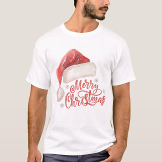 Konstruktion för vattenfärg Santa Hat "God jul" T Shirt