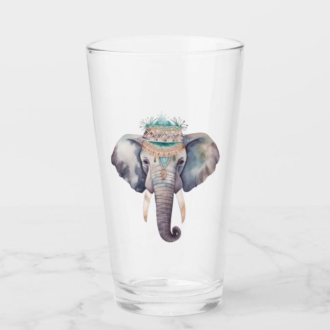 Konstruktion för vattenfärgen hippie elephant glaskopp (Framsida)