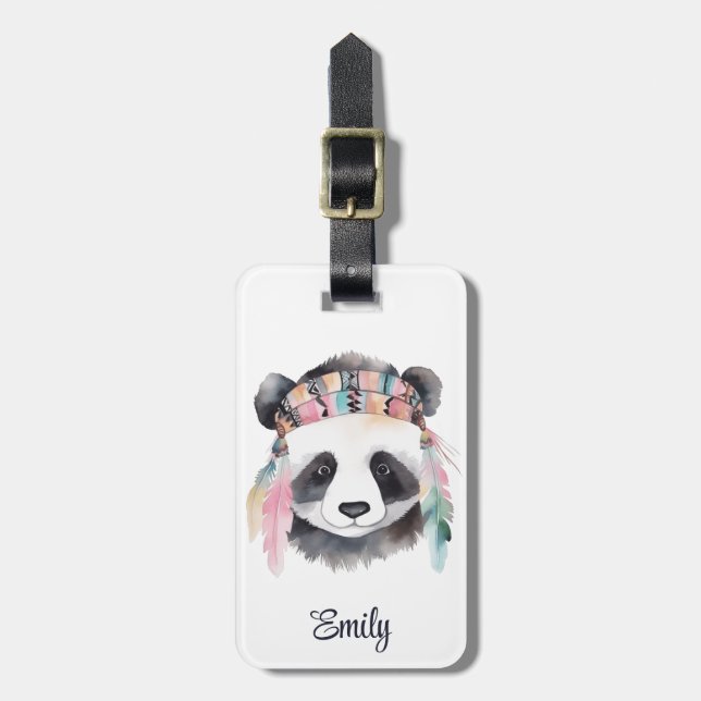 Konstruktion för vattenfärgen hippie panda bagagebricka (Vertikal Framsida)