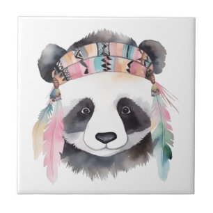 Konstruktion för vattenfärgen hippie panda kakelplatta