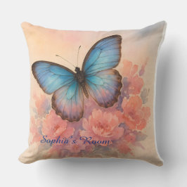 Konstruktion för vattenfärgsfjäril Garden Rosa Blo Kudde