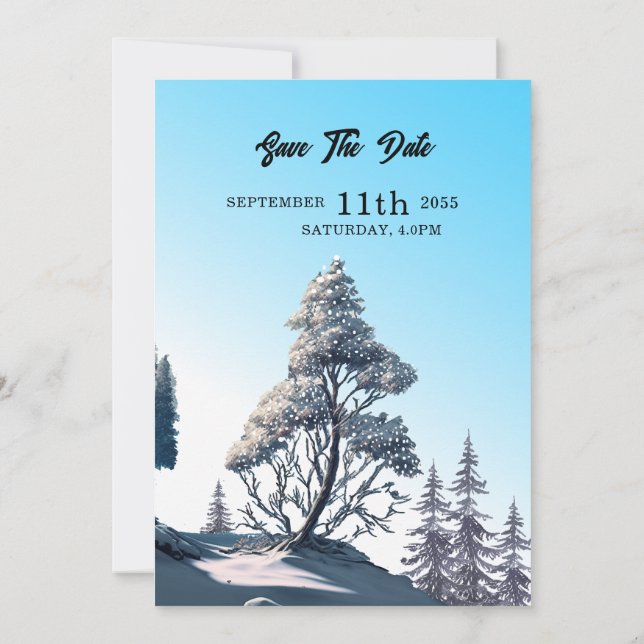 Konstruktion för vinterfärgkort gräs träd Bröllop Inbjudningar (Baksida)