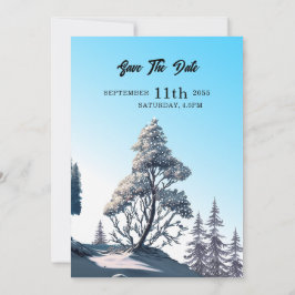 Konstruktion för vinterfärgkort gräs träd Bröllop Inbjudningar