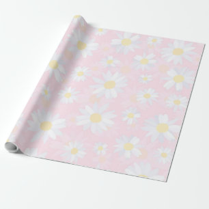 Konstruktion för vit Daisy Blommor Botanisk Rosa Presentpapper