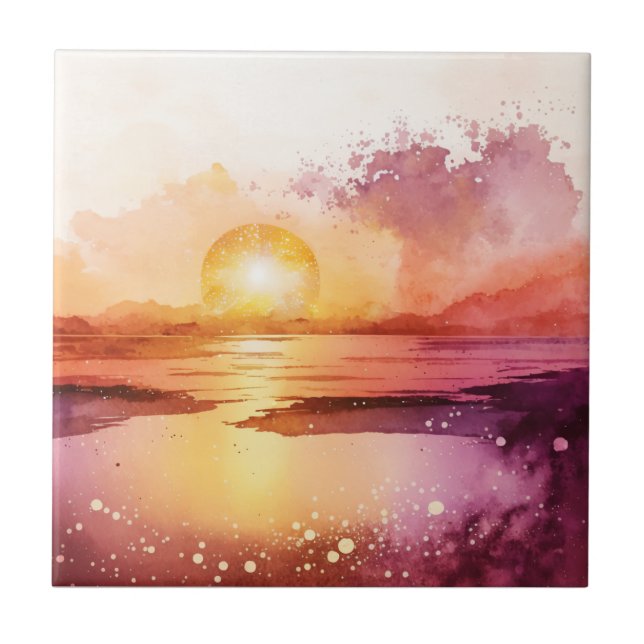 Konstruktion för Watercolor Beach Series 3 Kakelplatta (Framsidan)