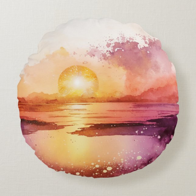 Konstruktion för Watercolor Beach Series 3 Rund Kudde (Framsidan)