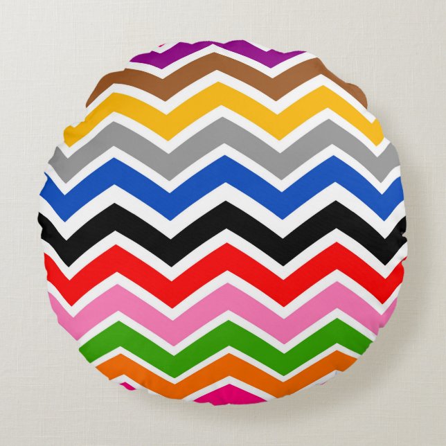 Konstruktion för Zigzag Chevron Mönster med flera  Rund Kudde (Framsidan)