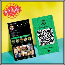 Konstruktion Instagram Grön | QR-kod Visitkort