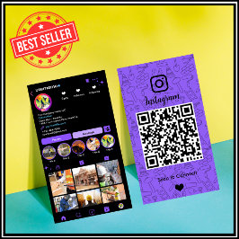 Konstruktion Instagram Lila | QR-kod Visitkort