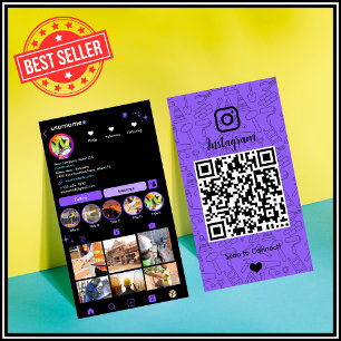Konstruktion Instagram Lila   QR-kod Visitkort