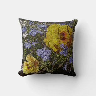 Konstruktion med massor av blåa och vita blommor kudde