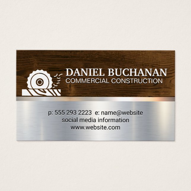 Konstruktion | Metallisk ringpärmssaw av trä Visitkort (Framsidan)