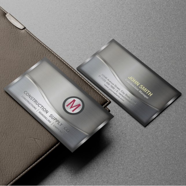Konstruktion Metallramad Monogram Silver Metall Visitkort (Skapare uppladdad)