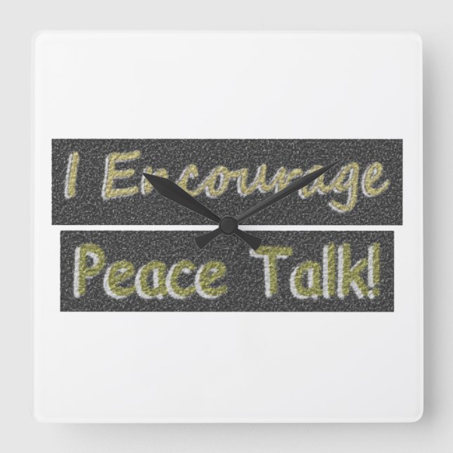 Konstruktion om "fredssamtal". Köp Fyrkantig Klocka (Framsida)