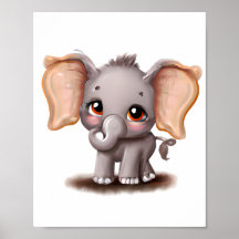 Konstruktionen Cute baby elephant teckning poster
