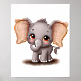 Konstruktionen Cute baby elephant teckning poster