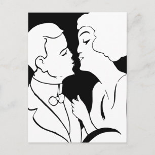 Konstruktionen Kiss Valentine svartvit konsthugg Helg Vykort