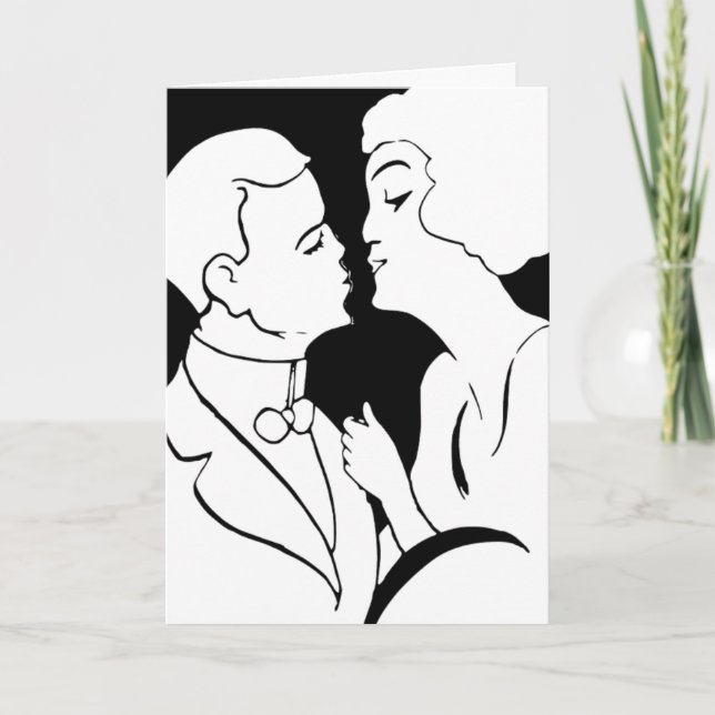 Konstruktionen Kiss Valentine svartvit konsthugg Helgkort (Framsida)