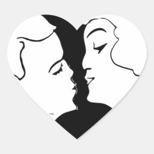 Konstruktionen Kiss Valentine svartvit konsthugg Hjärtformat Klistermärke