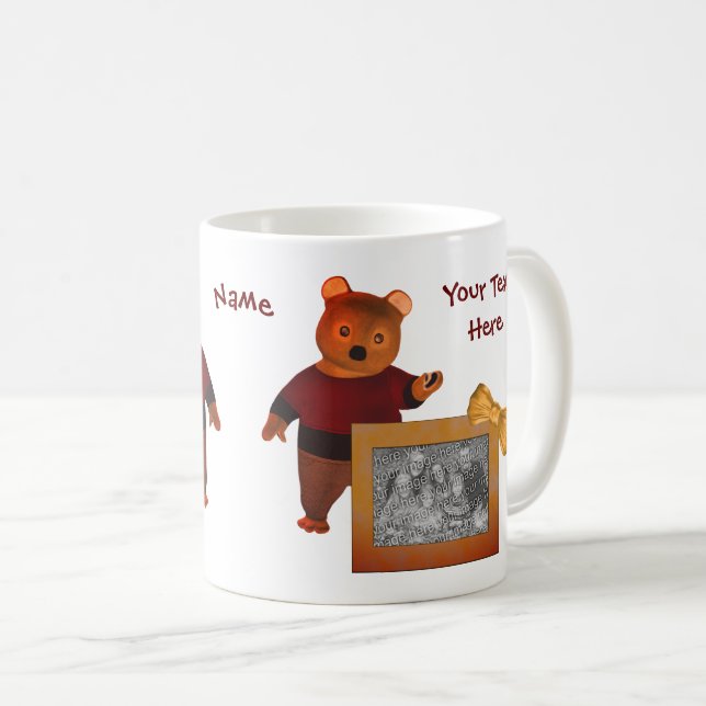 Konstruktionens Personlig Cute Brown Bear Ram Kaffemugg (Framsida höger)