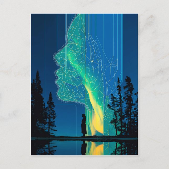 Konstruktioner och aurora, minimalistisk konst vykort (Framsida)
