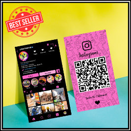 Konstruktions Instagram Rosa QR-kod Visitkort