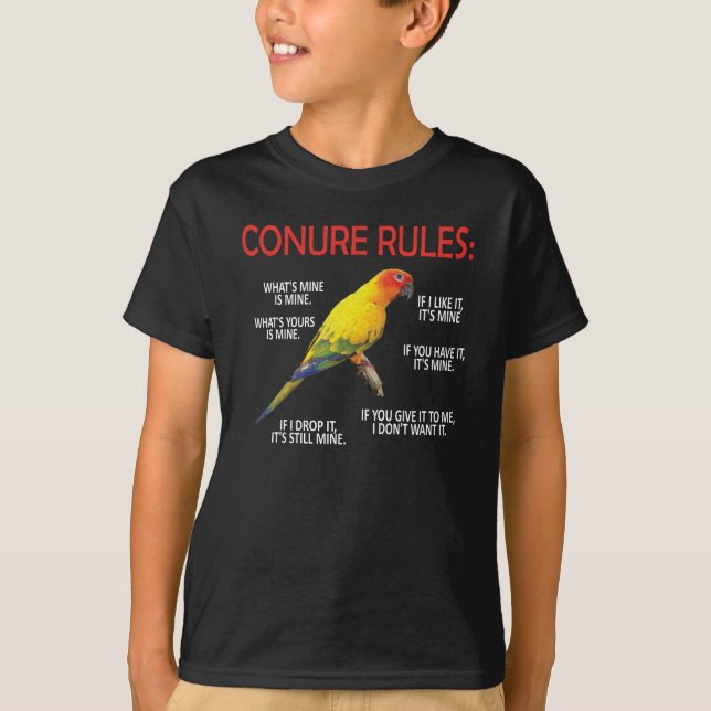 Konstruktionsägare Conure Älskare Parrot Bird Sol  T Shirt (Framsida)