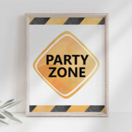 Konstruktionsbil Party Zon Skylt