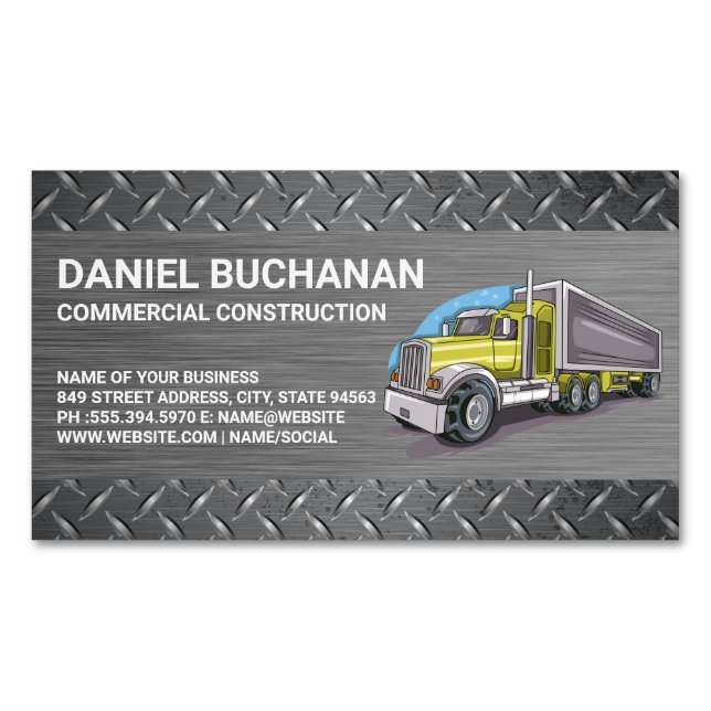 Konstruktionsfordon | Lastbil | Förare Magnetiska Visitkort (Framsida)