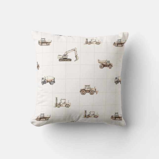 Konstruktionsfordon tung utrustning beige  kudde (Framsida)