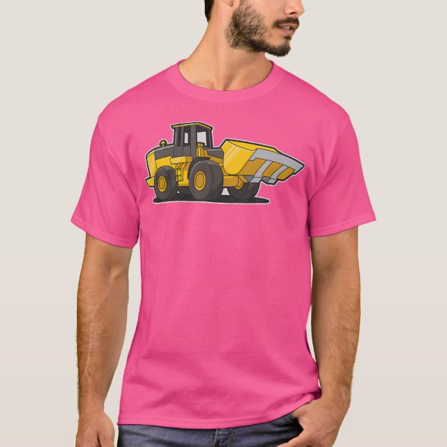 Konstruktionsfrontlastar traktor för vuxna och t shirt (Framsida)