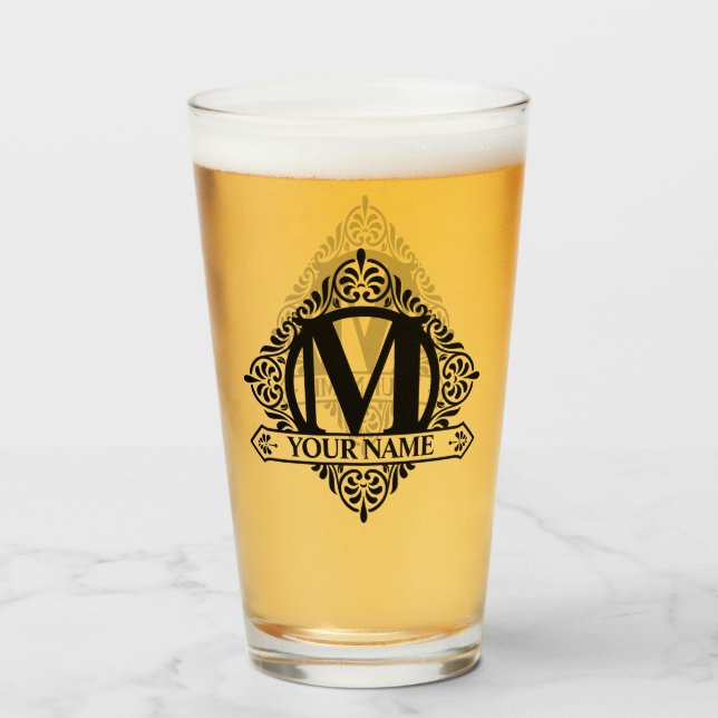 Konstruktionsglas för ornate Monogram Glaskopp (Framsida fylld)