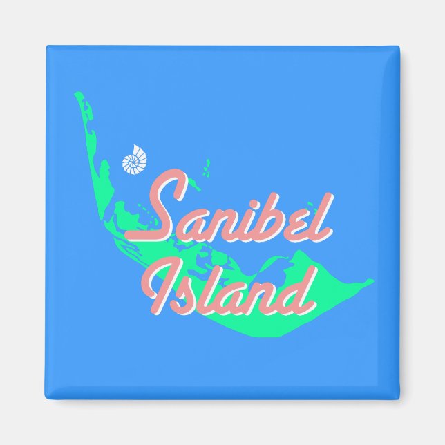 Konstruktionskonstruktion för Sanibel Island karta Magnet (Framsidan)