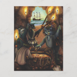 Konstruktionskort för pirat Cats Treasure Island C Vykort
