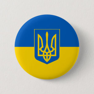 Konstruktionskort för ukrainsk sköld och flagga knapp