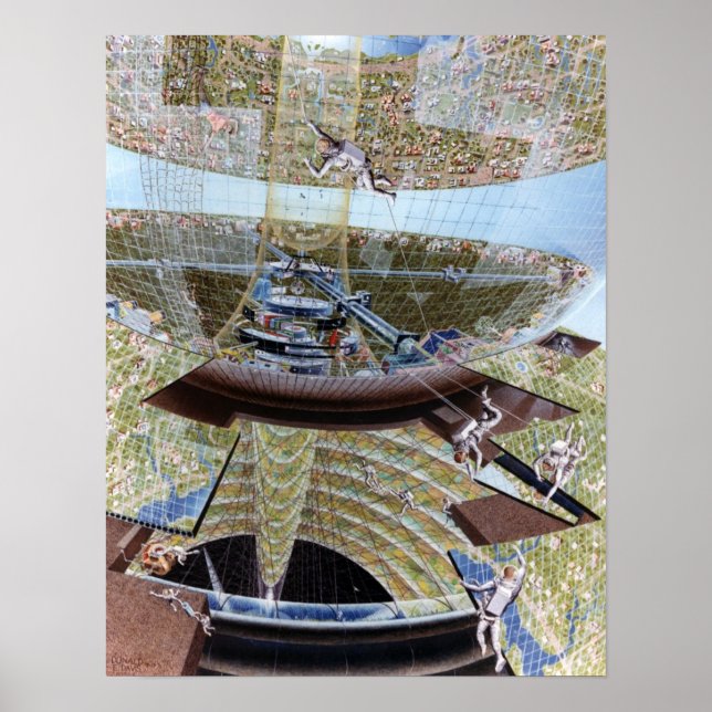 Konstruktionspersonal för rymdkoloni på arbetsplat poster (Framsidan)