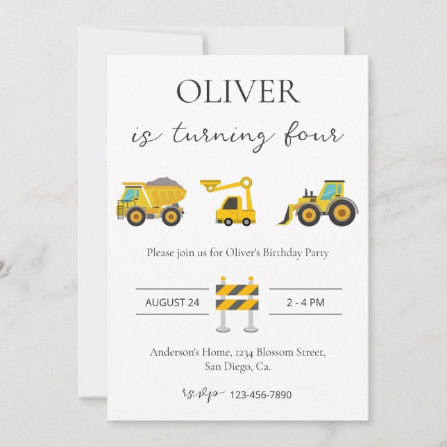 Konstruktionstest, födelsedag inbjudningar (Framsida)