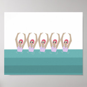 Konstsimmare Synchro Swimming Design Art Poster