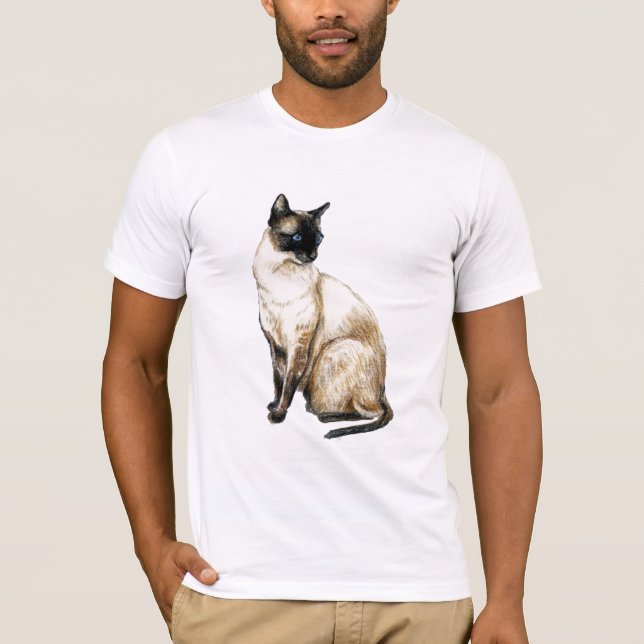 Konstskjorta "för Siamese katt" T Shirt (Framsida)