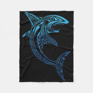 Konststamshajar Polynesisk tatuering Hawaiian V Fleecefilt