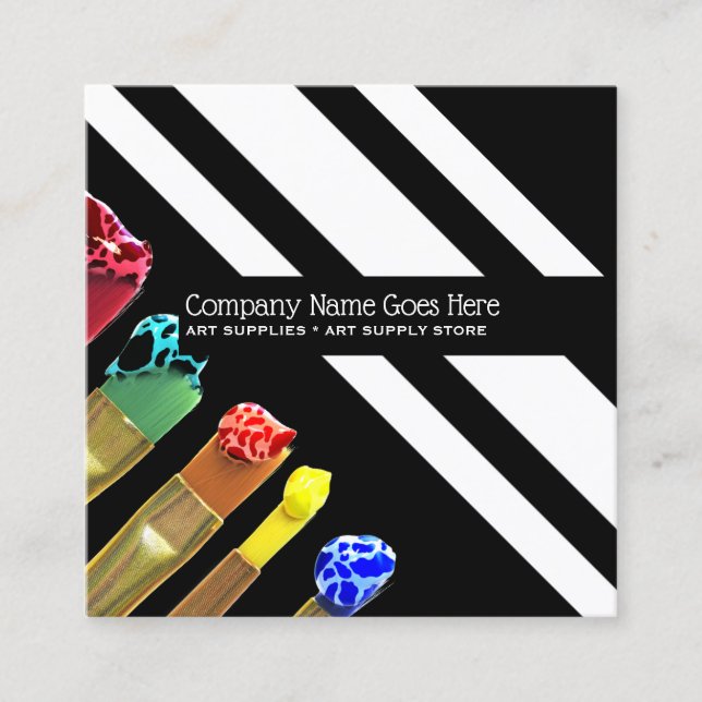 Konsttillförsel målar borstar det moderna chic fyrkantigt visitkort (Framsida)