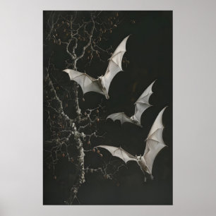 Konsttryck av albino fruktfladdermöss, mörk botani poster