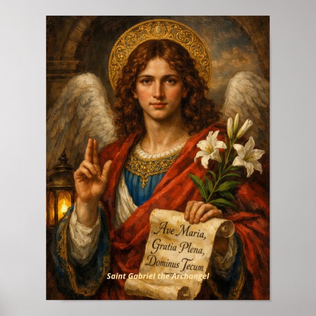 Konsttryck av Ärkeängel Gabriel Poster (Framsidan)