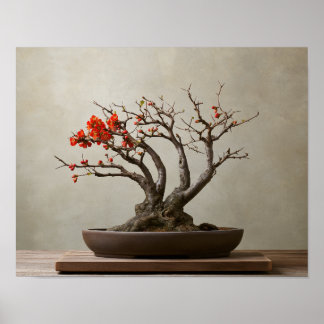 Konsttryck av blommande japansk quince bonsai | Ja Poster