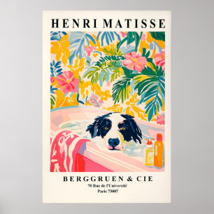 Konsttryck av Border Collie i badrum - Rolig hund Poster