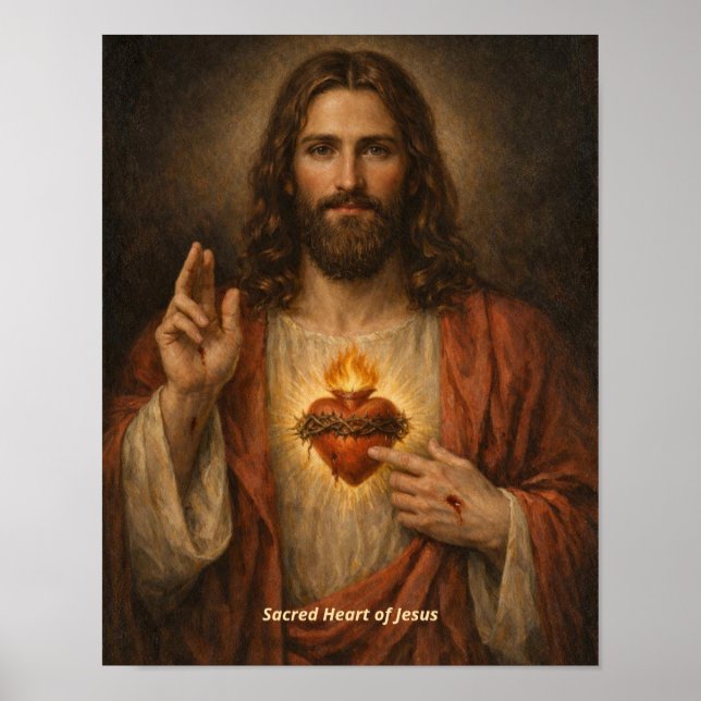 Konsttryck av Jesu heliga hjärta Poster (Framsidan)
